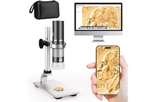 Ninyoon Mikroskop WiFi 4K z profesjonalnym stojakiem + etui do iPhone'a/komputera z systemem Android, 50-1000X, cyfrowy mikroskop USB, endoskop, kamera HD, do wszystkich telefonów komórkowych, iPada,