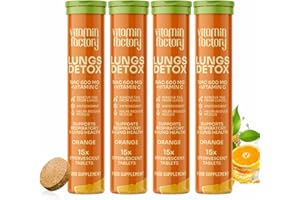 THE VITAMIN FACTORY NAC Supplement - N-Acetyl-Cysteine 600mg for Lung Detox & Gym Support - 60 Effervescent Tablets in Orange Flavour | NAC N-Acetyl-Cysteine 600mg for Glutathione | Effervescent NAC for Men & Women