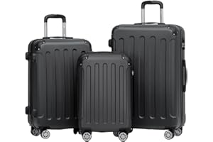 BEIBYE 2045 Zwillingsrollen 3tlg. Reisekoffer Koffer Kofferset Trolleys Hartschale in 20 Farben (Schwarz)