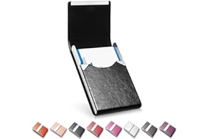 FACATH Porte-Cartes de Visite, étui en Cuir Microfibre de Luxe, Porte-Cartes en métal, Porte-Carte Fin, Porte-Cartes de Visite pour Homme et Femme avec Fermeture magnétique (Noir)