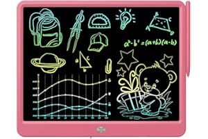 JUSTOP LCD Writing Tablet, Extra Large 15 Inch, Colorful, Erasable Electronic Digital Drawing Pad Doodle Board, Gift for Kids Adults Home School Office (Pink)