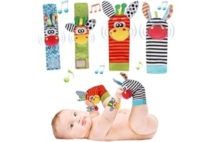 ‎ACCEVO ACCEVO 4Pcs Rassel Baby Socken Babyspielzeug Handgelenk Und Neugeborenen-Spielzeug für Babys, Mädchen, Jungen Frühe Bildung Spielzeug für Neugeborene Kleinkinder Spielzeug für Babyspielzeug 0-6 Monate