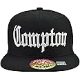 INCREDIBLE GIFTS Compton Snap Back Black Hat White Embordered,One Size