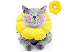 HYLYUN Halskrause Katze, Einstellbarer Halskrause Katze Halsband, Weich Sonnenblume Katze Wiederherstellung Halsband Kragen Cone für Katzen Kleiner Hunde Nach Operation und Verletzungen