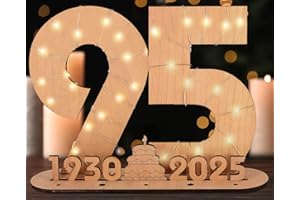 Giftota 2025 Original 95º Regalo de Cumpleaños Mujeres y Hombres - Libro de Visitas de Madera con Luces LED - Número 95 Decoraciones de Madera - 95 Años Regalo de Dinero de Madera - Regalo Creativa
