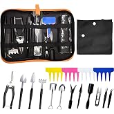 Bonsai Tool Set, 30 Pieces Beginner Tool Kit Includes Plant Transplant Mat, Leather Bag, Bonsai Scissors for Women, Plant Lov