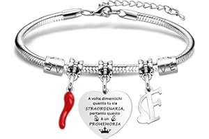 Aosyoisk Inspiring Bracelet Gifts for Women. Regalo di compleanno della ragazza Lettera iniziale A-Z Nome Bracciale Reminder corno rosso portafortuna Gioielli