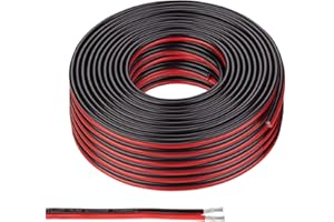 GIGIIS 22AWG Elektrischer Draht 30 Meter 0,33mm² 2-Adriges PVC-Kabel Zwillingslitzen Kupferdraht 2 Poliges Silikon Kabel Elektrisch Verlängerungskabel für LED Streifen und elektronische Verdrahtung