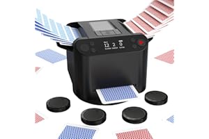 KPAW 2-in-1 Automatic Card Shuffler & Dealer - Support 12 Players, 4 Drawing Remotes, Built-in Gameplays, 360°/180° Deal, Adjustable Dealing Distance, for Poker, UNO, Phase 10, Skip-Bo, Rummy