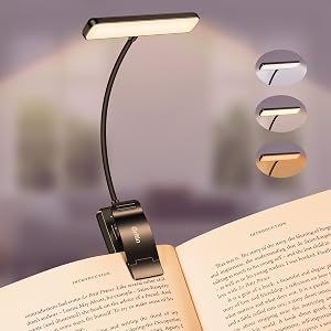 Gritin Leselampe Buch Klemme, USB Aufladbare Buchlampe mit 19 LEDs | 3 Farbtemperatur Modi, Lange Laufzeit, Stufenlose H