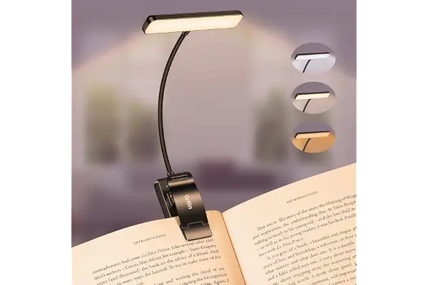 Gritin 19 LED Luz de Lectura, Lámpara de Lectura Recargable, 360° Flexible | 3 Modos de Iluminación - Protección Ocular, Atenuación Continua, Larga Duración, Luz de libro para leer en la cama
