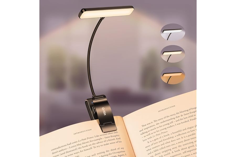 Gritin 19 LED Book Light, Reading Light Book Lamp for Reading at Night with Memory Function, 3 Eye-Protecting Modes -Stepless Dimming, Long Battery Life, 360° Flexible Lamp for Bed,Tablet