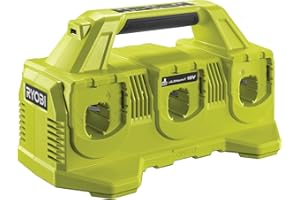 RYOBI Chargeur 6 Ports 18V One+ RC18640 – Charge Séquentielle, Compatibilité Universelle One+, Voyant de Charge Intégré