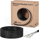 hb-digital 25m CAT 7 Ethernet Installation Cable 1000MHz 10Gbits Outdoor Black AWG23/1 PE S/FTP Double Shielded PIMF Pure Cop