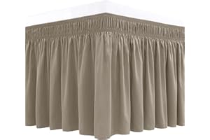 Biscaynebay Bettröcke zum Umwickeln für King-Size- und Cal-King-Size-Betten, 45.7 cm Länge, Taupe, elastische Staub-Rüschen, einfache Passform, einfarbig, maschinenwaschbar