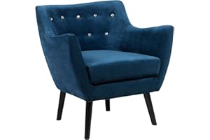 Beliani Vintage Upholstered Accent Chair Armchair Velvet Fabric Sea Blue Drammen II