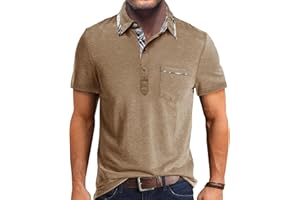 Comilaka Polo Hombre Manga Corta Contraste Camiseta Clásico Cuadros Poloshirt T-Shirt Casuales