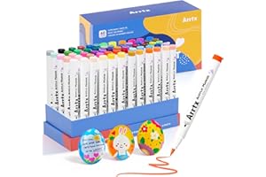 Arrtx 60A Marqueurs de Peinture Acrylique, Stylos de Peinture Acrylique Imperméables pour Pierres, Feutres Acryliques Peinture Pour Bricolage, œufs de Pâques, Pierres, Céramique, Verre, Bois, Toile