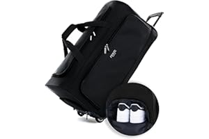 FERGÉ Paris torba podróżna na kółkach, oddzielna kieszeń na buty, miękki bagaż, torba podróżna na kółkach, weekendowa Paris 90 litrów, czarny, torba podróżna