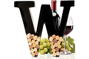 will's Porta tappo per vino - Lettera monogramma in metallo (W), Nero, Grande | Regali per gli amanti del vino, regali di inaugurazione della casa, fidanzamento e addio al nubilato