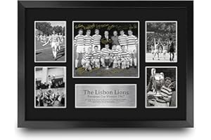HWC Trading FR A3 Celtic Lisbon Lions 1967 UEFA Euro Cup Winners Printed Memorabilia Signed Autograph Display for Football Fans and Supporters - A3 Framed