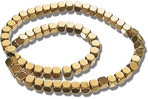 EIMASS® Gemstones, Semi-Precious Natural Stones Cube Beads for Jewellery Making (Gold Hematite, 3mm)