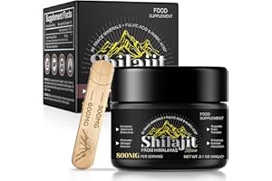 QLIGES Himalaya Shilajit Puro, Shilajit Originale Himalaya Bio 800mg Supporto Enduranza E Immunità, Riconquistare Vitalità Giovanile, Assorbimento Effettivo Di Nutrienti, 60g