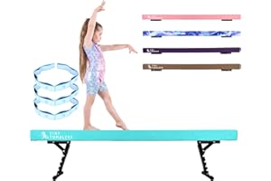 TINY TUMBLERS Poutre gymnastique - pliable pour la maison – Poutre de gymnastique réglable pour enfants – Équipement de gymnastique avancé – Poutre haute et basse – Revêtement en daim synthétique - 5 niveaux