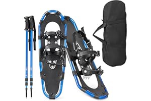 ‎GYMAX GYMAX leichte Alu Schneeschuhe, Geländeschneeschuh Set mit verstellbar Trekkingstöcke & Tragetasche, Bergausrüstung Wandern auf Schnee für Männer, Frauen, Jugendliche