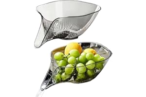 Yiyifor Cestino Di Drenaggio Multifunzionale, 2 Pezzi Cestello di Scarico per Scolapasta,Multifunctional Vegetable and Fruit Washing Drain Basket,Cestello Di Scarico Multifunzione(Grigio)