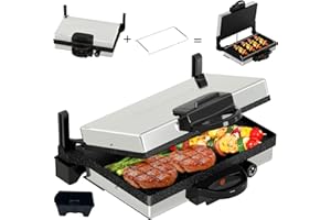 ‎SCHEFFLER Kontaktgrill, Scheffler 2000W Optigrill,Multi grill, Lahmacun Makinasi, Grill, Toaster, Brotmaschine, Edelstahl Tischgrill mit Grill, Brotbackform, Antihaft-Beschichtung