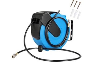 MONZANA® 20 Metre Retractable Air Compressor Hose Reel - 20m Airline for Sand Blasters, Air Compressor Accessories and Tools, Automatic Retractable Hose Reel Wall Mounted