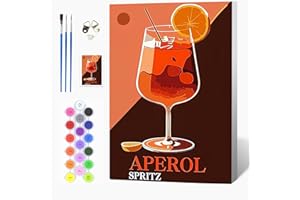 Auremi Cocktail Peinture par numéros 20x30 avec cadre–Cocktail Peinture par numéros adulte facile–Kit cadeau créatif pour–Tableau DIY détente à peindre