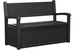 DRATO 75 Gallon Storage Bench Deck Box Outdoor Indoor,Lockable Durable All-Weather Seating with Hidden Storage,Deck Storage for Garden, Pool, Patio,Black