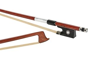 M MI & VI MI&VI Basic Pernambuco Violin Bow w/Ebony Frog, Octagonal Silver Mounted Nickel Stick, Tinsel Lapping (3/4)