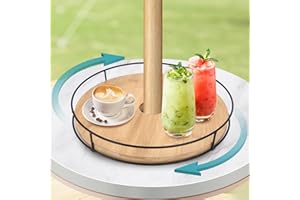ZMXLQZJ 12" Lazy Susan with Umbrella Hole for Outdoor Patio Table - 360° Rotation Iron Turntable Organizer for Beach Umbrellas Patio Garden Swimming Pool
