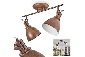 HOFSTEIN Lampa sufitowa Koppom, metalowa lampa sufitowa w kolorze rdzawobiałym, 2 światła, z regulowanymi reflektorami, 2 x gniazdo E14, spot w stylu retro/vintage, bez żarówek