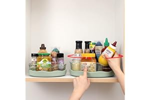 Drehteller Organizer Drehteller Kühlschrank 2 Stück (22+27cm), Mgee Lazy Susan Gewürzregal Küche Gewürze Organizer, Drehbares Organizer für Schrank Unterschrank Waschbecken Schminktisch