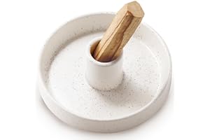 BEYLAB Porta Palo Santo, Porta incenso per Bastoncini di Palo Santo Bruciatore, Supporto per Bruciatore a Legna per Meditazione Yoga con Raccoglitore Cenere Moderno Minimalista - Bianco maculato