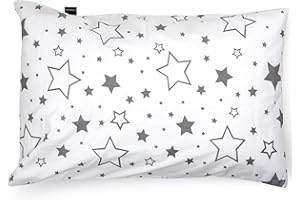 ‎PINKZEBRA PinkZebra Children's Pillowcase 40 x 60 cm, 100% Cotton, Cushion Cover Boys and Girls, Oeko-Tex Standard 100, Children's Covers with Zip, Large Stars