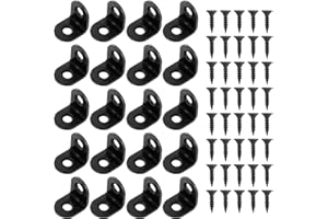 NODCOWS 20 Piezas Soporte de Esquina 20x20x16mm, Soportes de ángulo de Acero Inoxidable 90 Grados, Conectores Angulo en Forma de L con 40 Tornillos, para Fijación de Estantes o Reparar Muebles (Negro)
