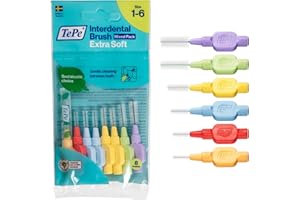 Brossettes Interdentaires TePe, Extra souples, Pack toutes tailles, 0.45-1.1mm/ISO 1-6, 8pcs, élimine la plaque dentaire, espaces étroits à larges