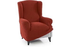 FAVERTI® Funda Super Elástica Sillón Orejero 1 Plaza 70 a 100 cm | Modelo NOVELE | Caldera | Protector de Calidad de Tejido Jacquard Tacto algodón | Protector Sillón orejero