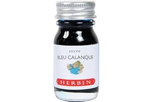 Jacques Herbin - Ref 11514T - Writing Ink for Fountain Pens & Rollerball Pens - Blue Calanque / Creek Blue - 10ml Bottle - No Packaging, Zero Waste Objective - Blue-Coloured Ink