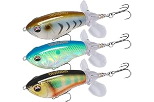 TRUSCEND Leurres flottants Topwater Leurre de pêche à l'achigan de Surface, appât Plopper avec Queue pivotante Flottante, Leurres de traîne pour Truite brochet d'eau Douce et d'eau salée