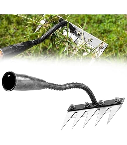 Rateau De Désherbage 6 Dents En Métal Robuste - Outil Jardinage Efficace Pour Enlever Mauvaises Herbes Aux Racines - Rateau Multifonction