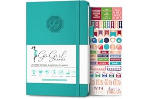 GoGirl Planner and Organizer for Women - A5 Size Weekly Planner, Goals Journal & Agenda to Improve Time Management, Productivity & Live Happier. Undated - Start Anytime, Lasts 1 Year - Turquoise