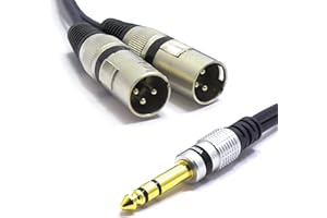 VITALCO 2x XLR Maschio a Jack 6.3mm Stereo Cavo per Microfono 3m Jack 6.3 TRS Audio a Doppio 3 Pin Connettore Adattatore