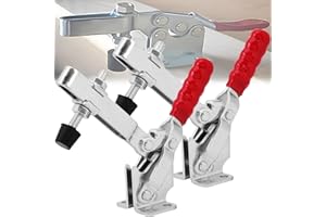 MINGZE 2 pcs Serrage à Genouillère GH-12130, 227 Kg 500 Lb Pince à Bascule à Déblocage Rapide Verticale Rapide Base Pince à Levier Horizontal Sauterelle de Menuisier à Fixation avec Poignée Rouge