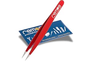 ‎REMOS PROFESSIONAL BODY CARE REMOS Splitterpinzette - Edelstahl [INOX] rostfrei 9.5 cm - feine Spitze rot